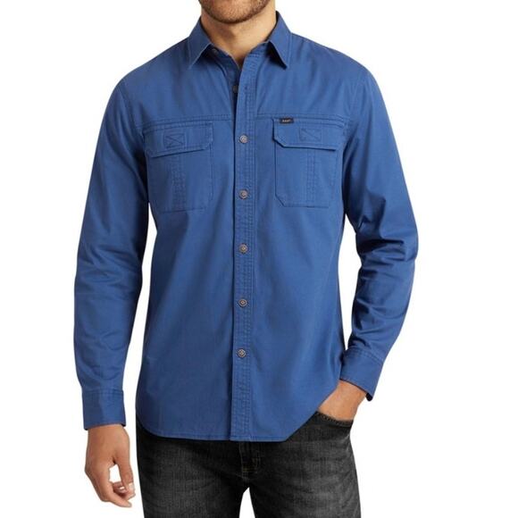 Lee Premium Select Men's Stretch Canvas Utility Long Sleeve Button Down Shirt M - Picture 1 of 6